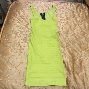 Mini bright green Bebe bodycon dress, EUC